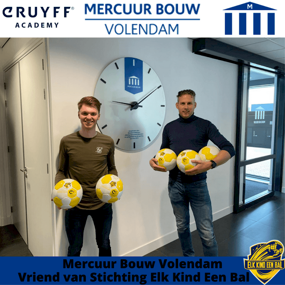 Met sport als gemene deler sponsort Mercuur Bouw Stichting Elk Kind Een Bal